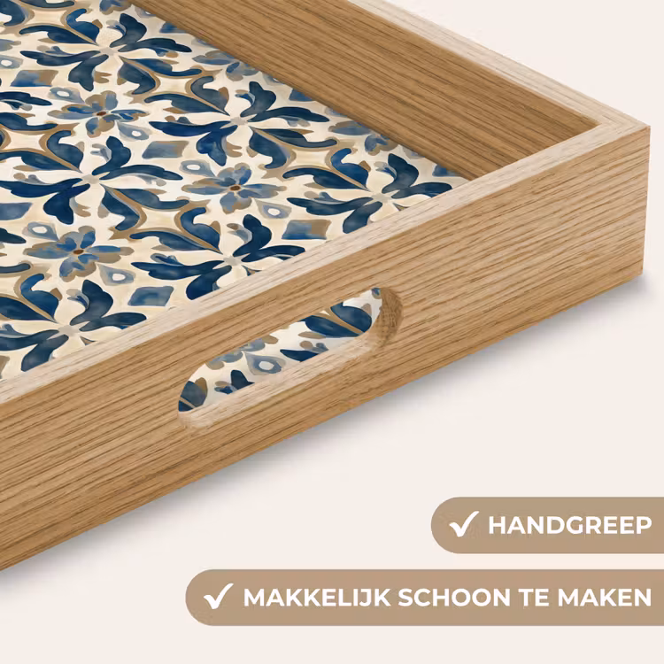 Dienblad - Tegel - Patroon - Blauw - Beige — 5