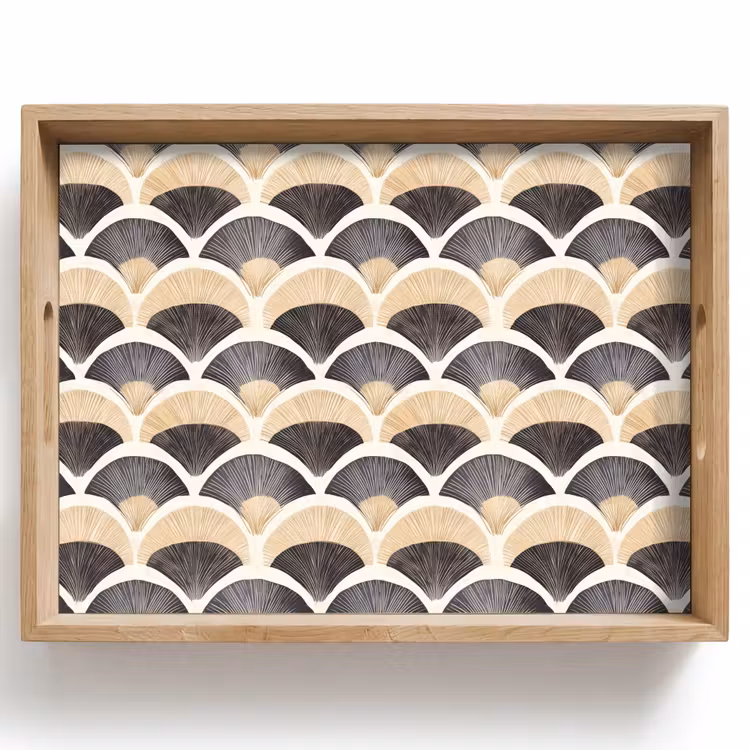 Dienblad - Waaier - Patroon - Zwart - Beige — 1