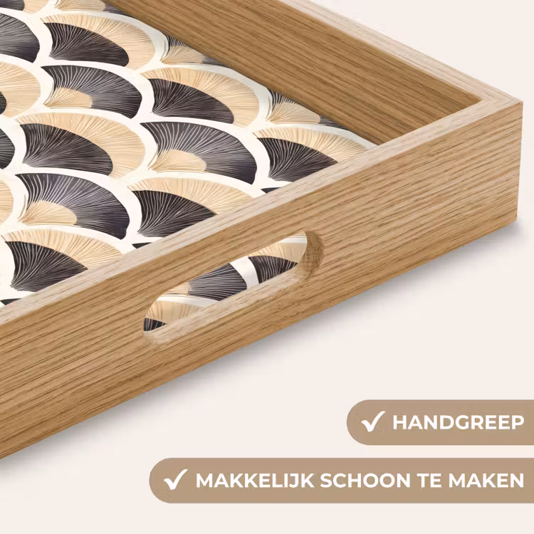 Dienblad - Waaier - Patroon - Zwart - Beige — 5