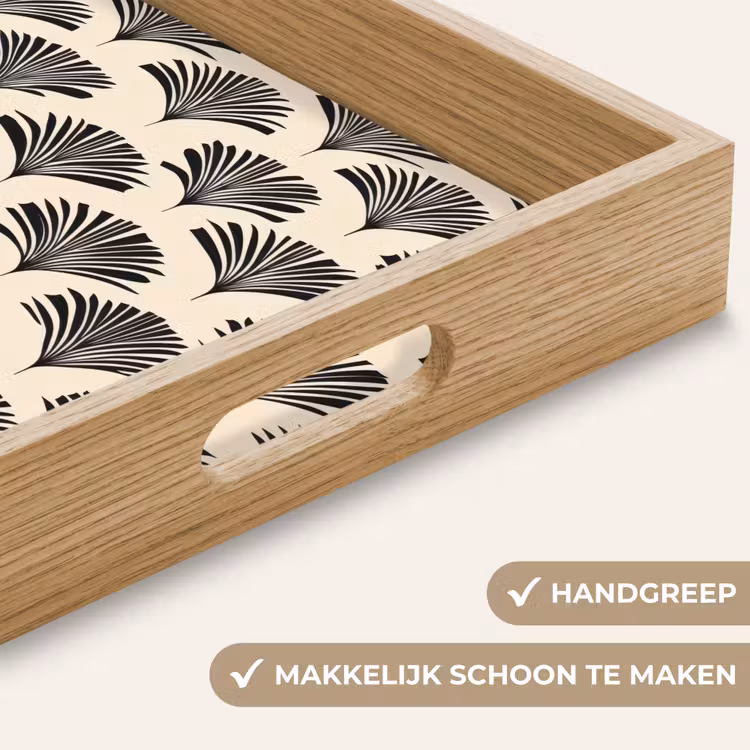 Dienblad - Waaiers - Botanisch - Zwart - Beige — 5
