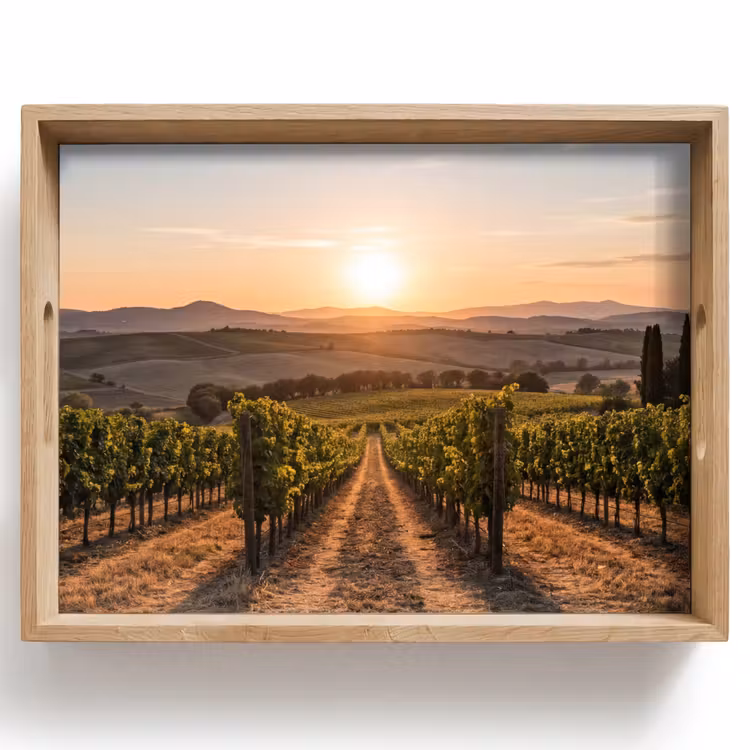 Dienblad - Wijngaard - Zonsondergang - Landschap — 1
