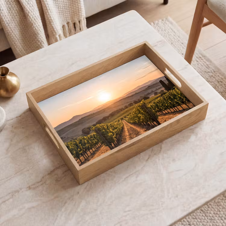 Dienblad - Wijngaard - Zonsondergang - Landschap — 2