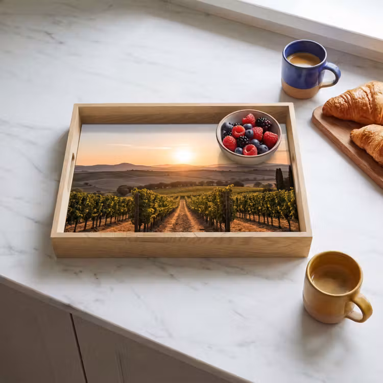 Dienblad - Wijngaard - Zonsondergang - Landschap — 4