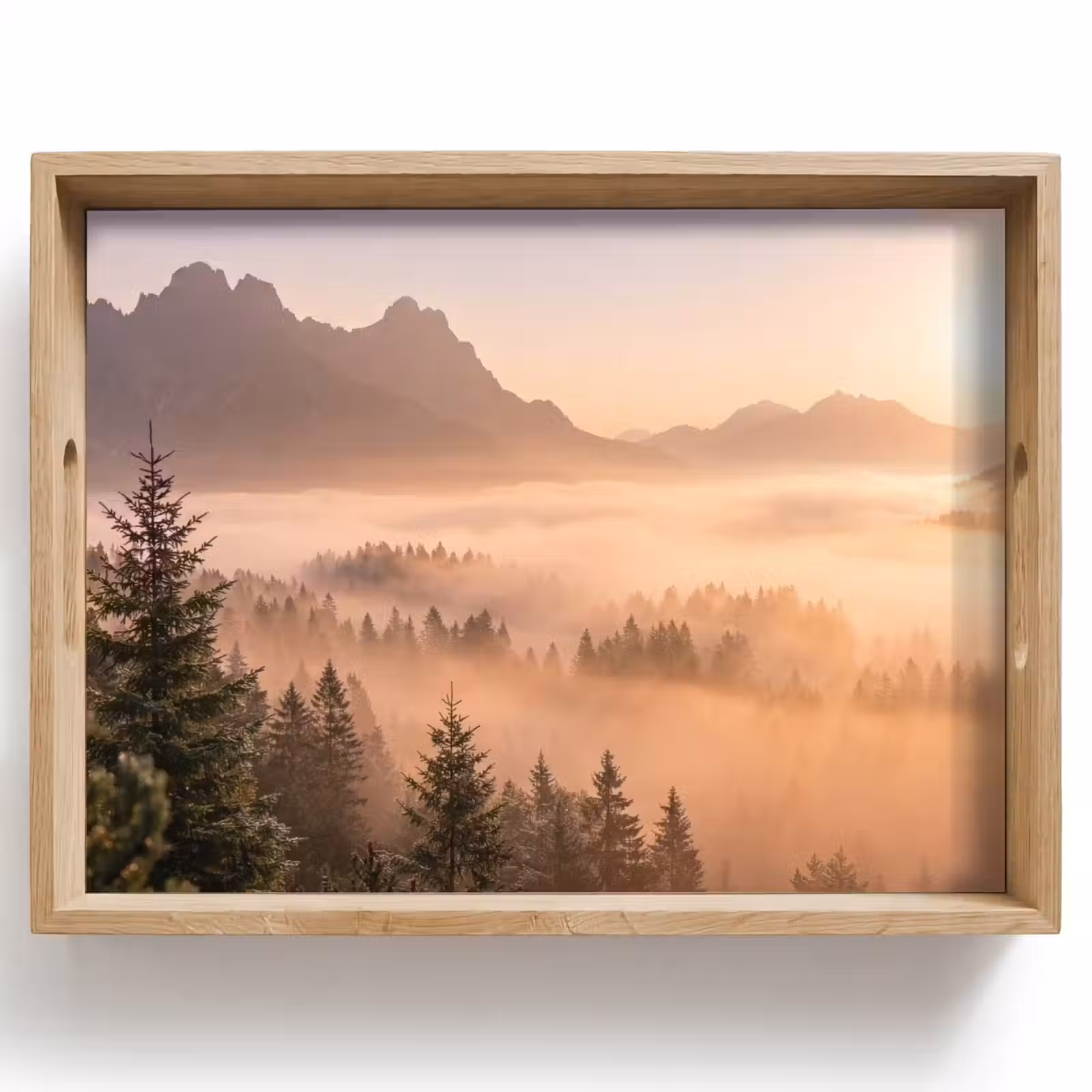 Dienblad - Zonlicht - Mist - Bergen - Bomen — 1