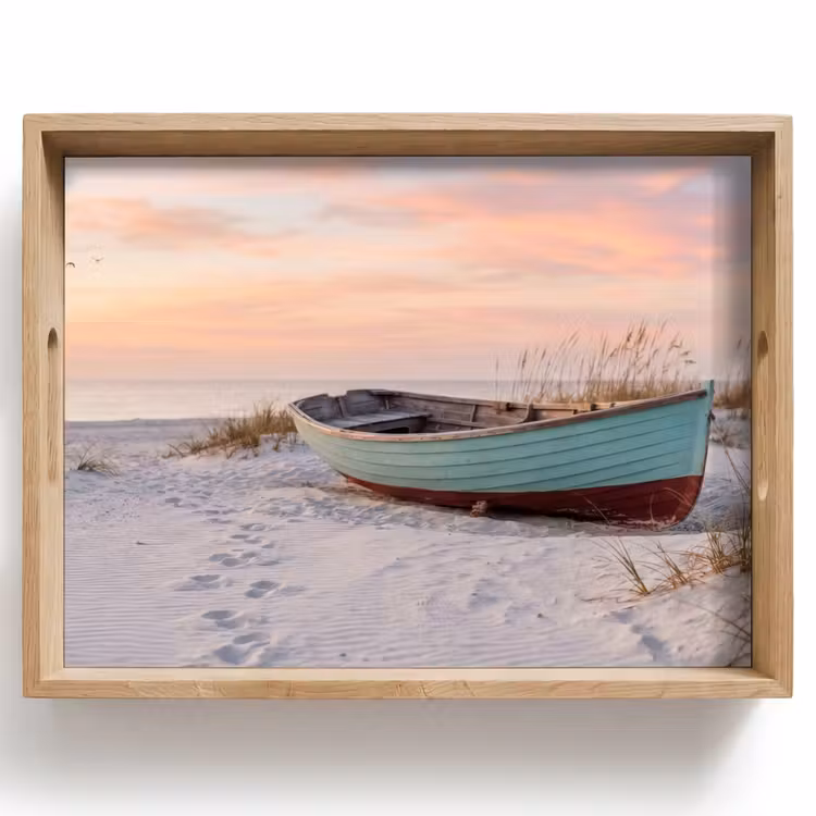 Dienblad - Rustiek - Roeiboot - Zandstrand — 1