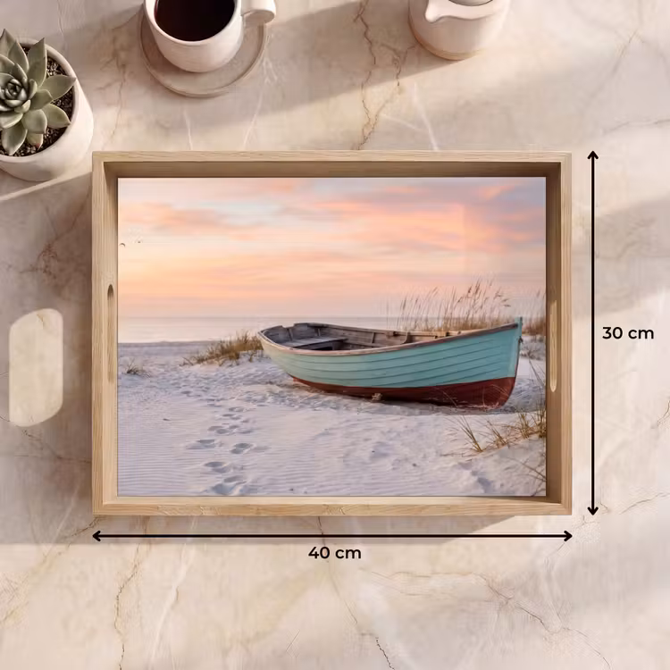 Dienblad - Rustiek - Roeiboot - Zandstrand — 9