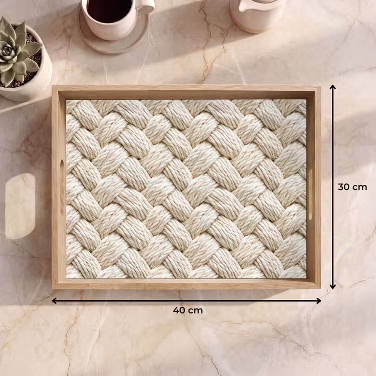 Dienblad - Touw - Gebreid - Beige — 9