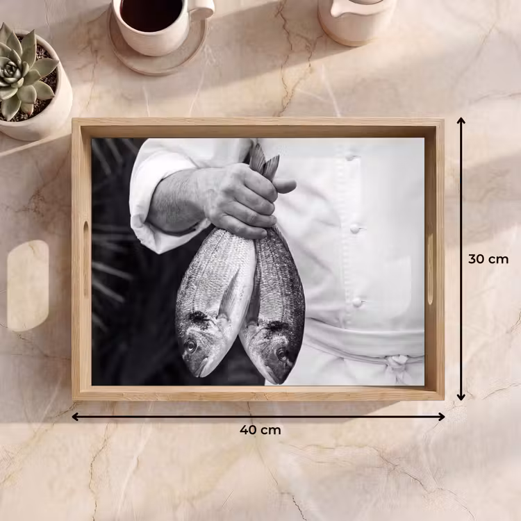 Dienblad - Vissen - Chef - Zwart - Wit — 9