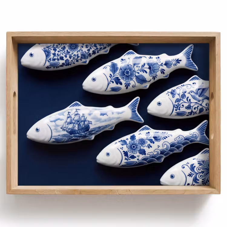 Dienblad - Vissen - Delfts - Blauw - Keramiek — 1