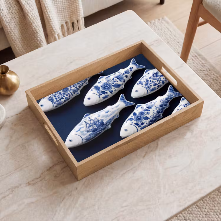 Dienblad - Vissen - Delfts - Blauw - Keramiek — 2