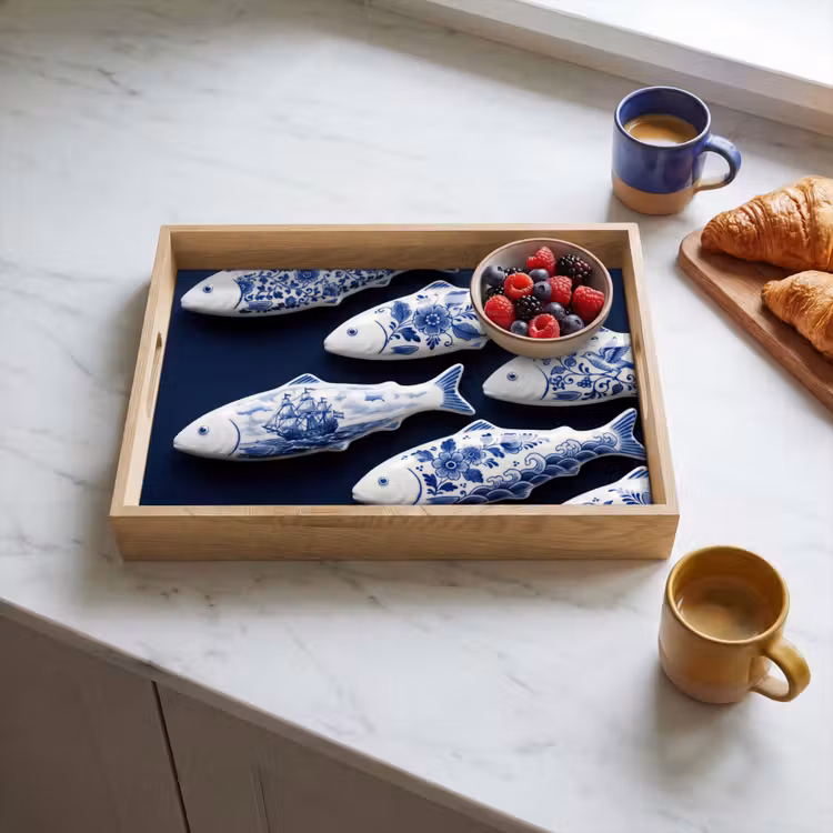 Dienblad - Vissen - Delfts - Blauw - Keramiek — 4