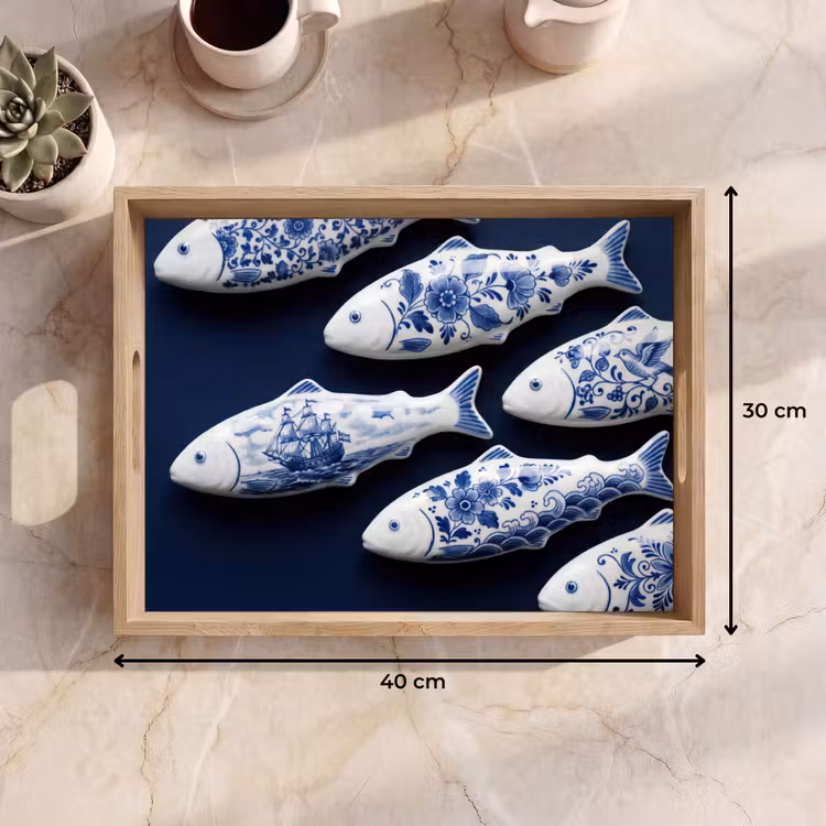 Dienblad - Vissen - Delfts - Blauw - Keramiek — 9