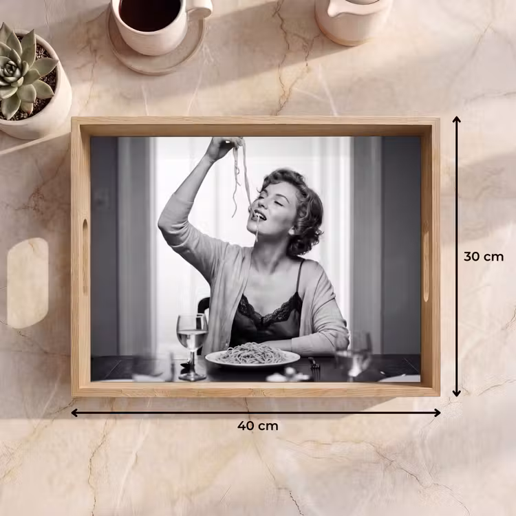 Dienblad - Vrouw - Spaghetti - Zwart - Wit — 9