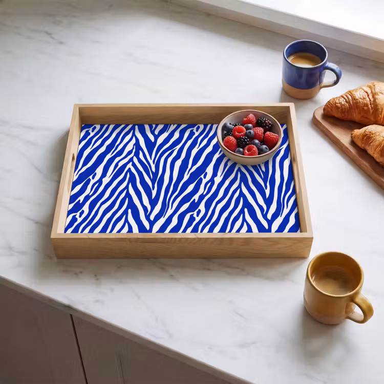 Dienblad - Zebra - Patroon - Kobalt - Blauw — 4
