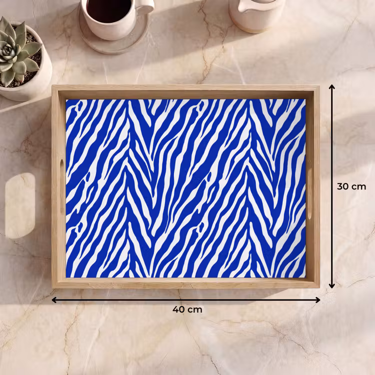 Dienblad - Zebra - Patroon - Kobalt - Blauw — 9