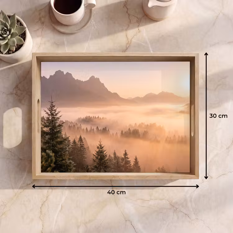 Dienblad - Zonlicht - Mist - Bergen - Bomen — 9