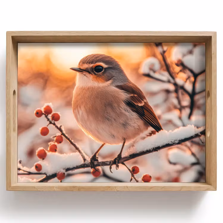 Dienblad - Vogel - Tak - Winter - Dieren - Sneeuw — 1