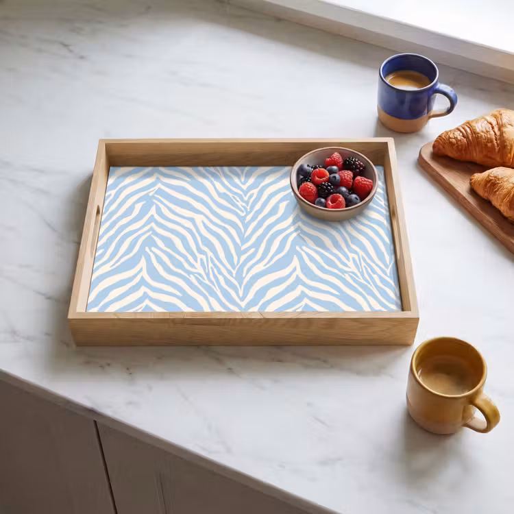 Dienblad - Zebra - Motief - Blauw - Wit — 4
