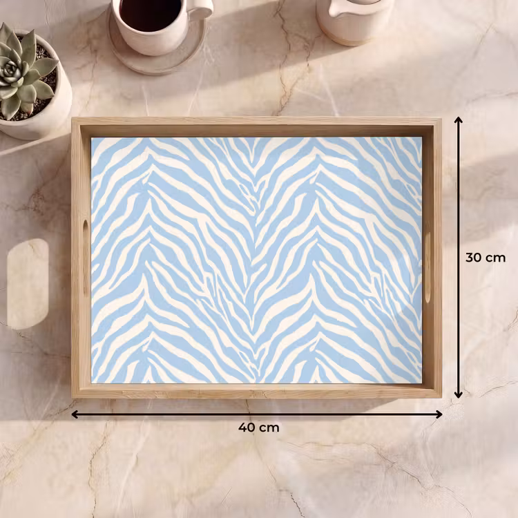 Dienblad - Zebra - Motief - Blauw - Wit — 9