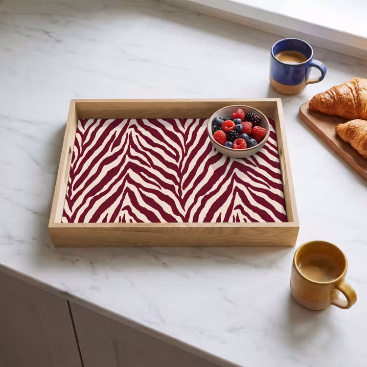 Dienblad - Zebra - Motief - Bordeaux - Rood — 4