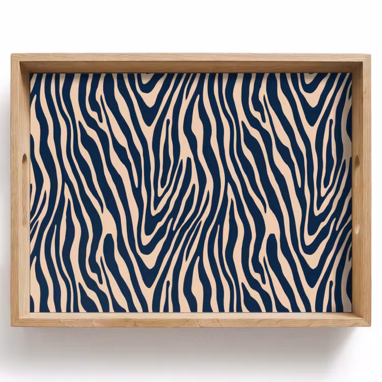 Dienblad - Zebra - Patroon - Blauw - Beige — 1