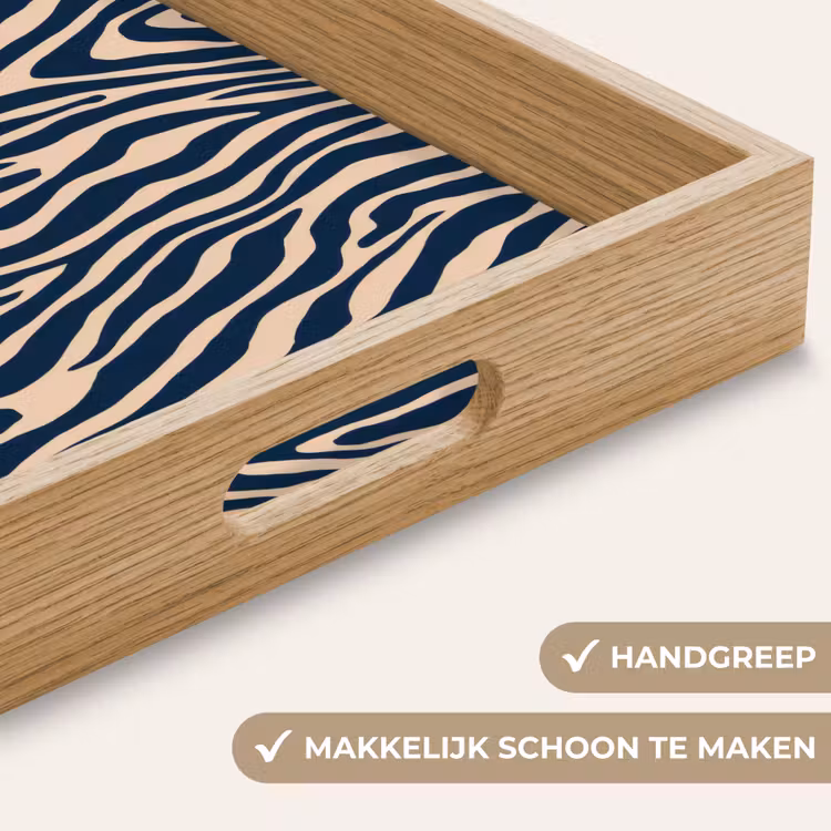 Dienblad - Zebra - Patroon - Blauw - Beige — 5