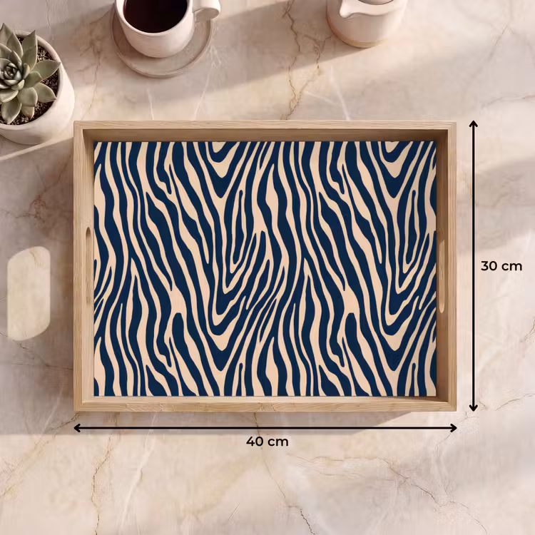 Dienblad - Zebra - Patroon - Blauw - Beige — 9