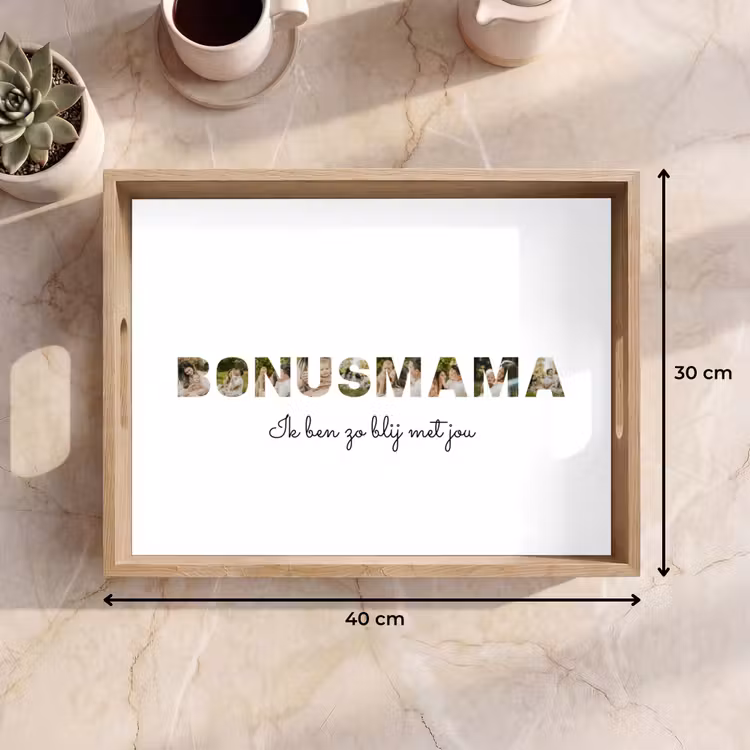 Gepersonaliseerd dienblad - Bonusmama - Lettercollage — 9