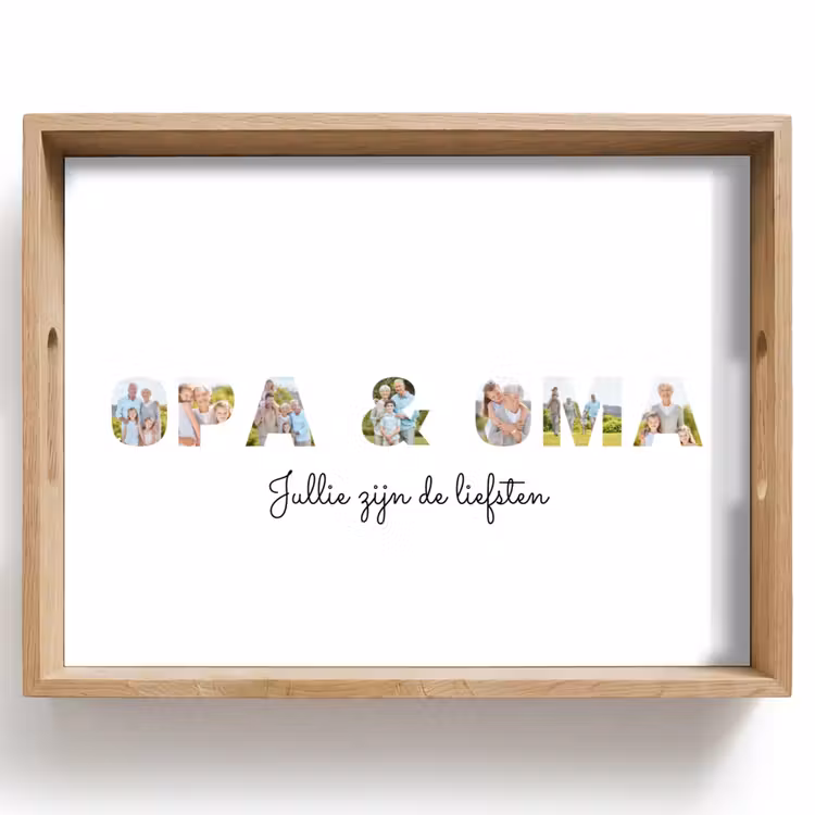 Gepersonaliseerd dienblad - Opa & Oma - Lettercollage — 1