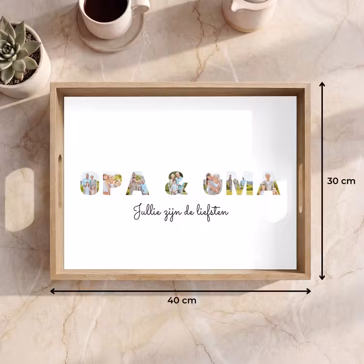 Gepersonaliseerd dienblad - Opa & Oma - Lettercollage — 9