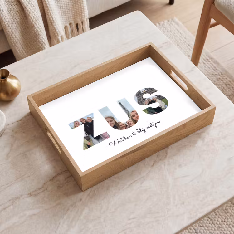 Gepersonaliseerd dienblad - Zus - Lettercollage — 2