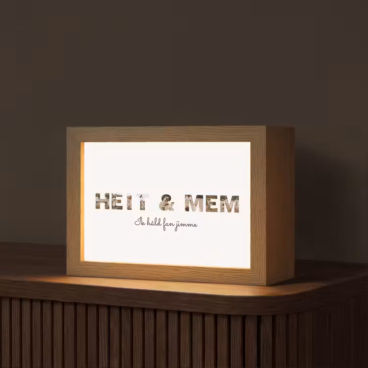 Gepersonaliseerde Lightbox - Heit & Mem - Lettercollage — 1