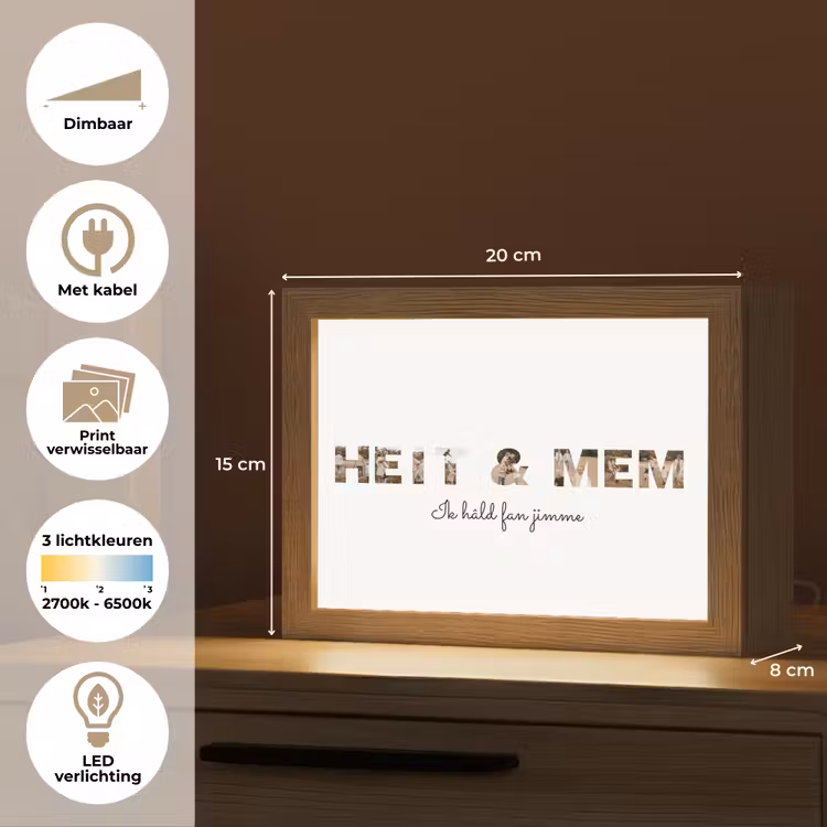 Gepersonaliseerde Lightbox - Heit & Mem - Lettercollage — 7
