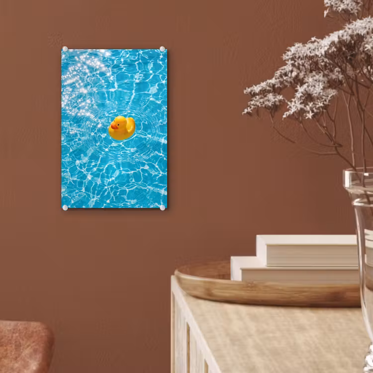 Glas schilderij - Badeend - Dobberen - Blauw — 6