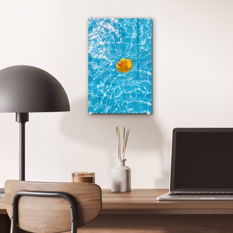 Glas schilderij - Badeend - Dobberen - Blauw — 7
