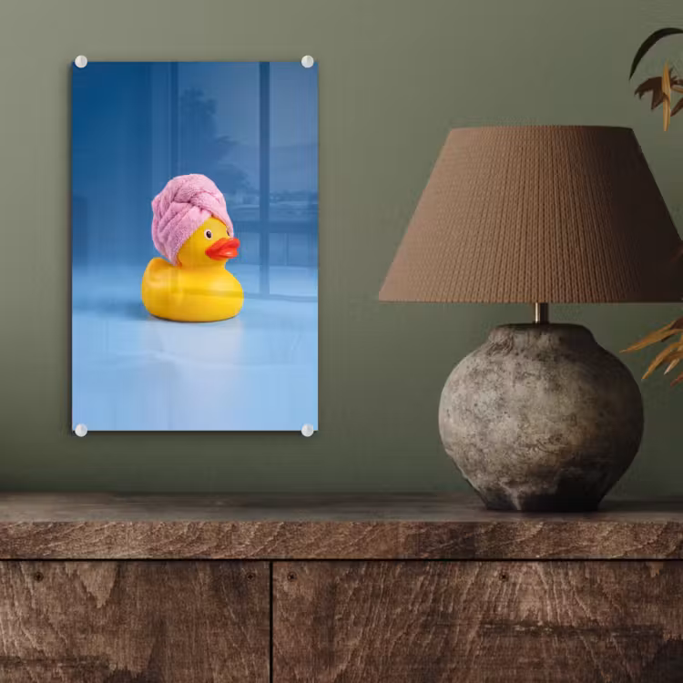 Glas schilderij - Badeend - Handdoek - Blauw — 4