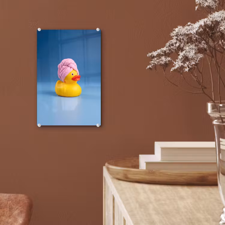Glas schilderij - Badeend - Handdoek - Blauw — 6