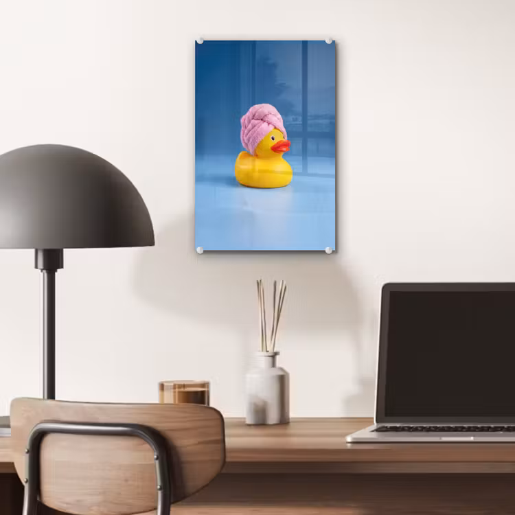 Glas schilderij - Badeend - Handdoek - Blauw — 7