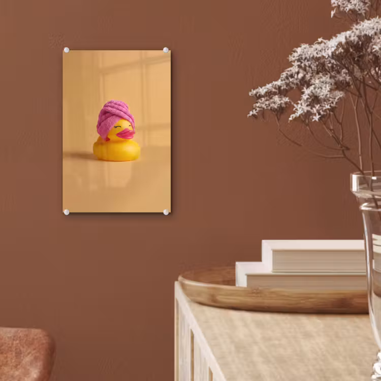 Glas schilderij - Badeend - Handdoek - Kleurrijk — 6