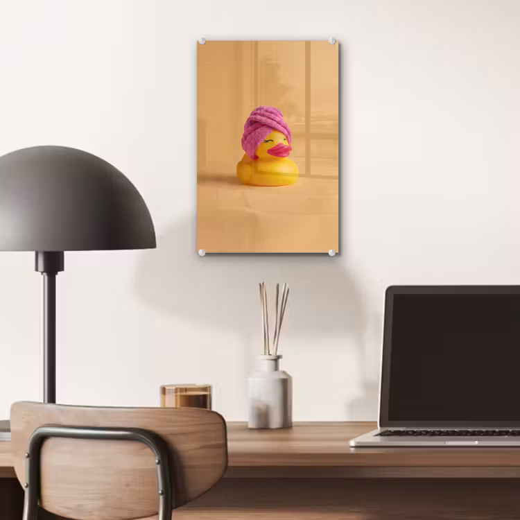 Glas schilderij - Badeend - Handdoek - Kleurrijk — 7