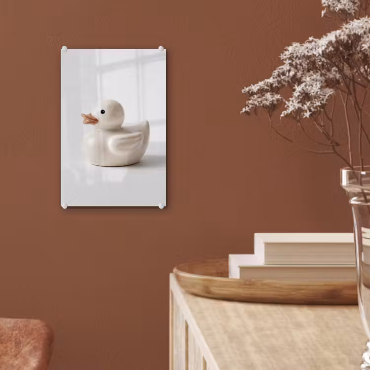 Glas schilderij - Badeend - Minimalistisch - Wit — 6
