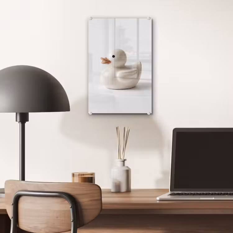 Glas schilderij - Badeend - Minimalistisch - Wit — 7