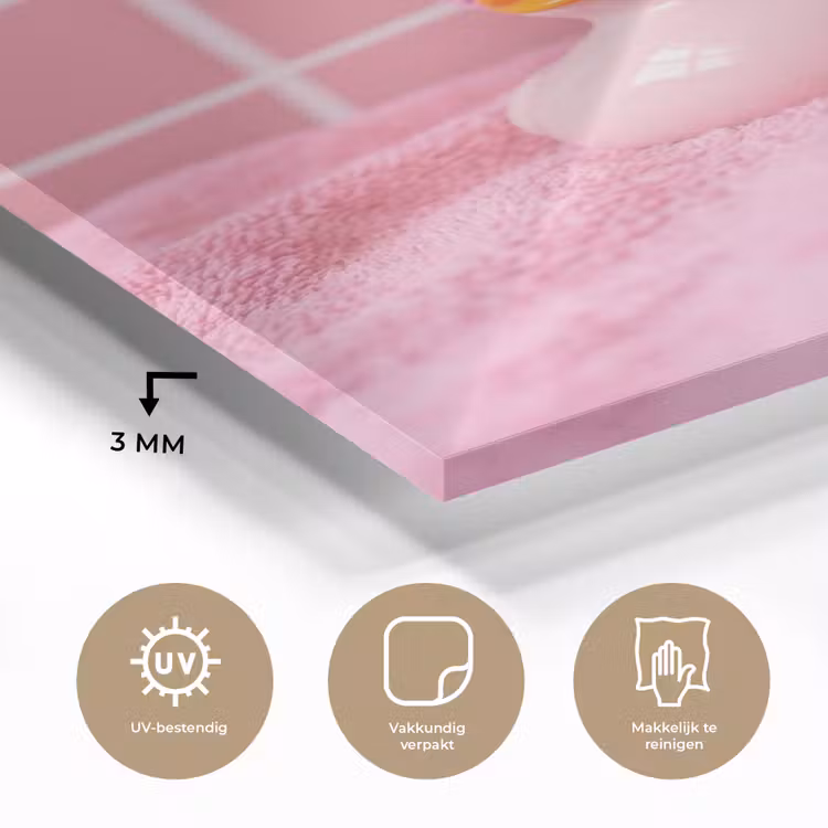Glas schilderij - Badeend -Strik - Roze — 3