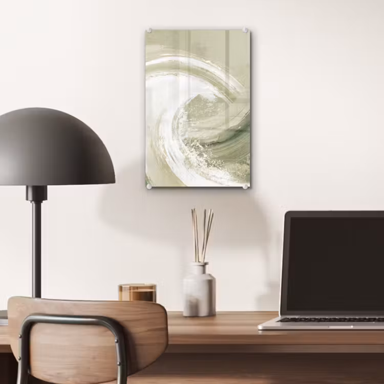 Glas schilderij - Abstract - Penseelstreken - Golven - Groen — 7