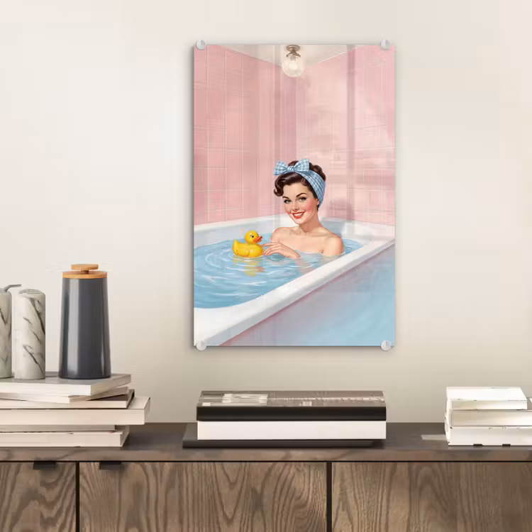 Glas schilderij - Badkamer - Eend - Blauw — 2