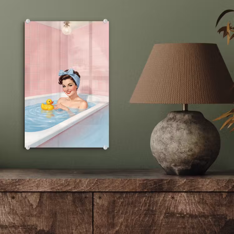 Glas schilderij - Badkamer - Eend - Blauw — 4