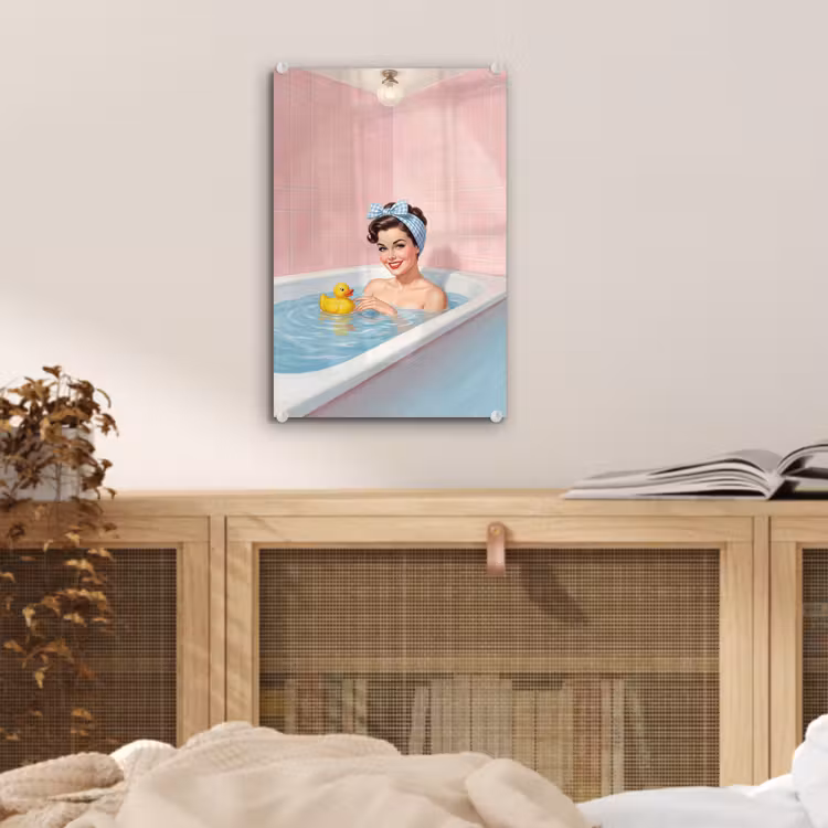 Glas schilderij - Badkamer - Eend - Blauw — 5