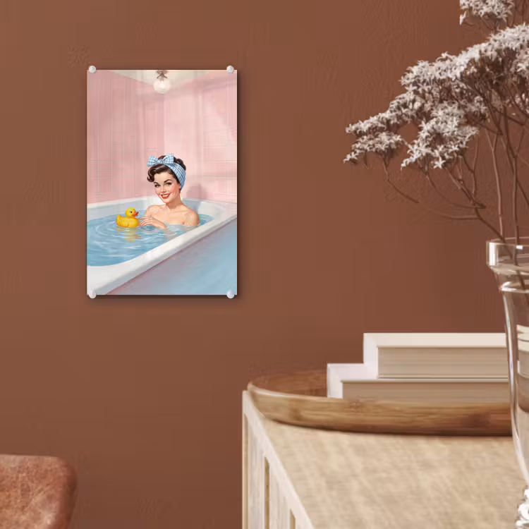 Glas schilderij - Badkamer - Eend - Blauw — 6