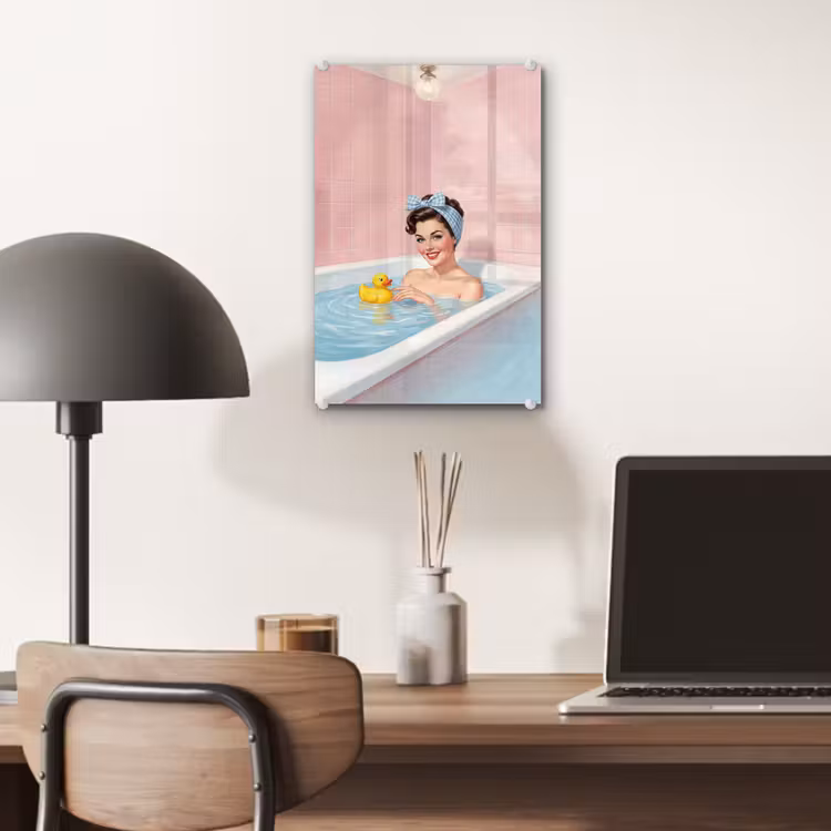 Glas schilderij - Badkamer - Eend - Blauw — 7