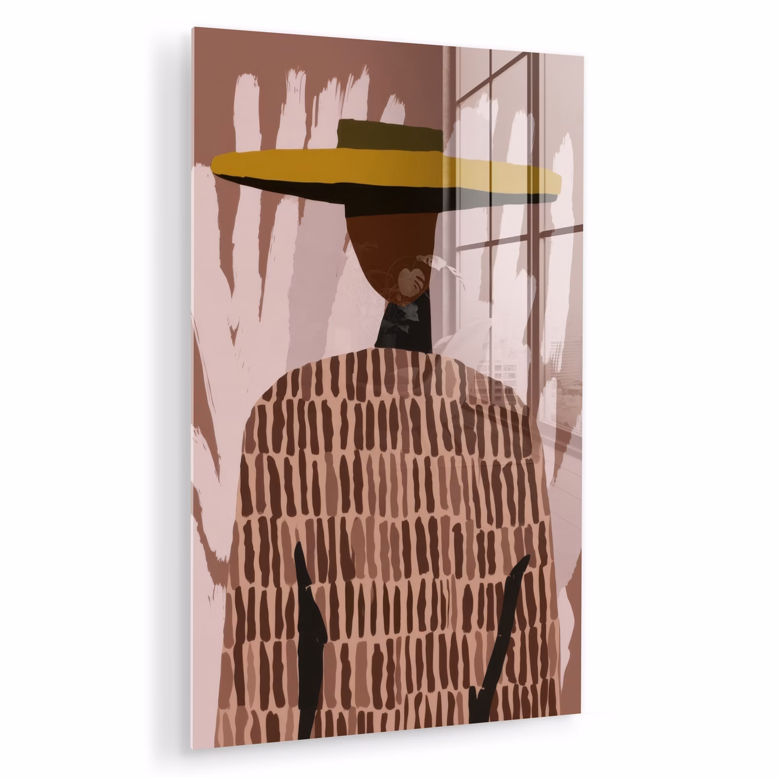 Glas schilderij - Abstract - Figuur - Illustratie - Hoed — 1